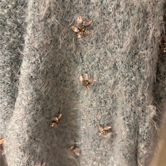 Free People Gray Cardigan with Pink Embellishments - Picture 3 of 4